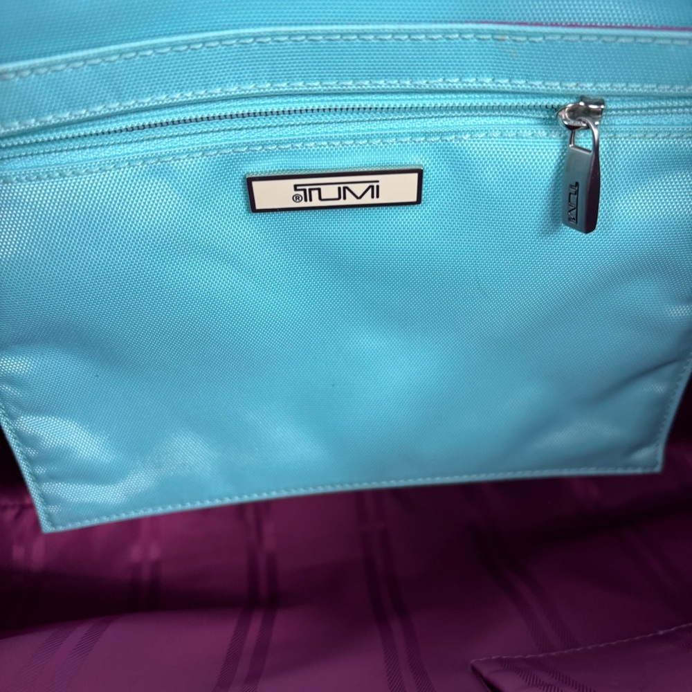 TUMI Sky Blue Tote Bag Laptop Bag Briefcase Travel Bag Pop Of Color Bright - Picture 8 of 10